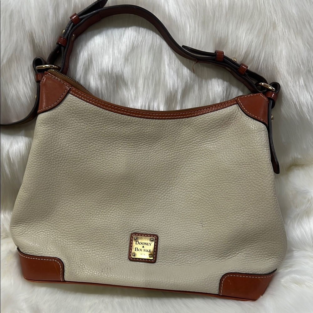 Dooney & Bourke Cream and Brown Leather Shoulder Bag, no scratches